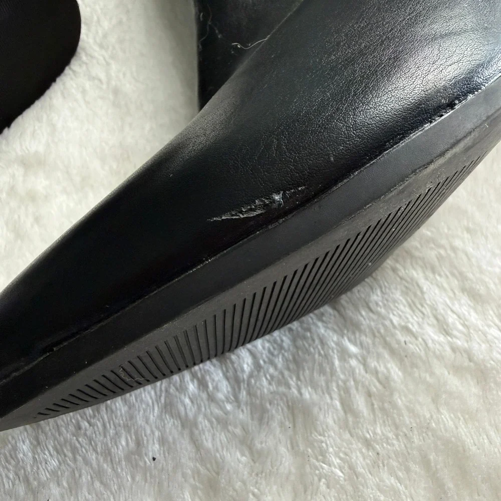 Lane Bryant Womens 9W Black Knee High Block Heel Boots Stretch Zip Wide Width